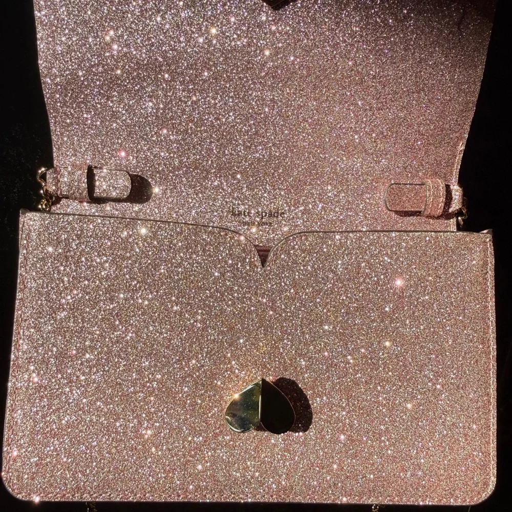 Kate Spade Pink Glitter Shimmer Nicola Twistlock Crossbody Bag